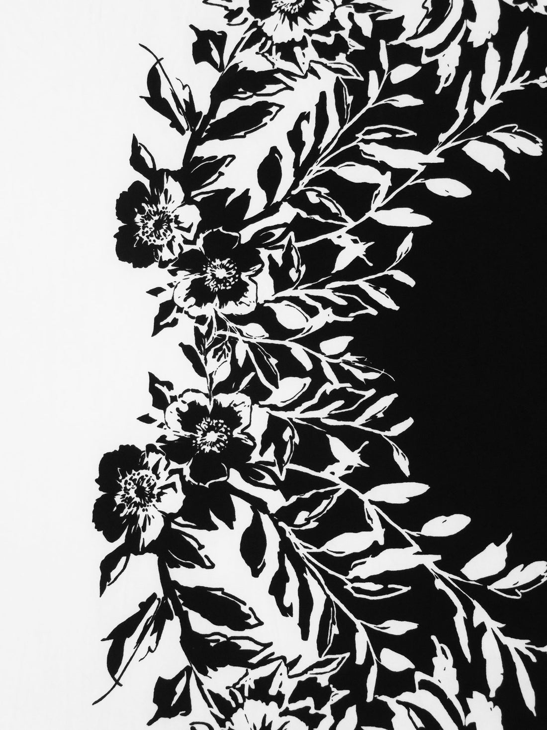 Black/White Polyester/Lycra Single Border Floral Print ITY Knit 58W