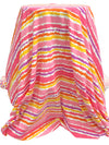 Golden Yellow/Mulberry/Ruddy Pink/White Cotton/Lycra Horizontal Jagged Stripe Print Jersey Knit 60W