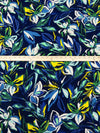 Midnight Blue/Lemon/Spanish Green/Multi Polyester/Lycra Leaf Print ITY Knit 58W