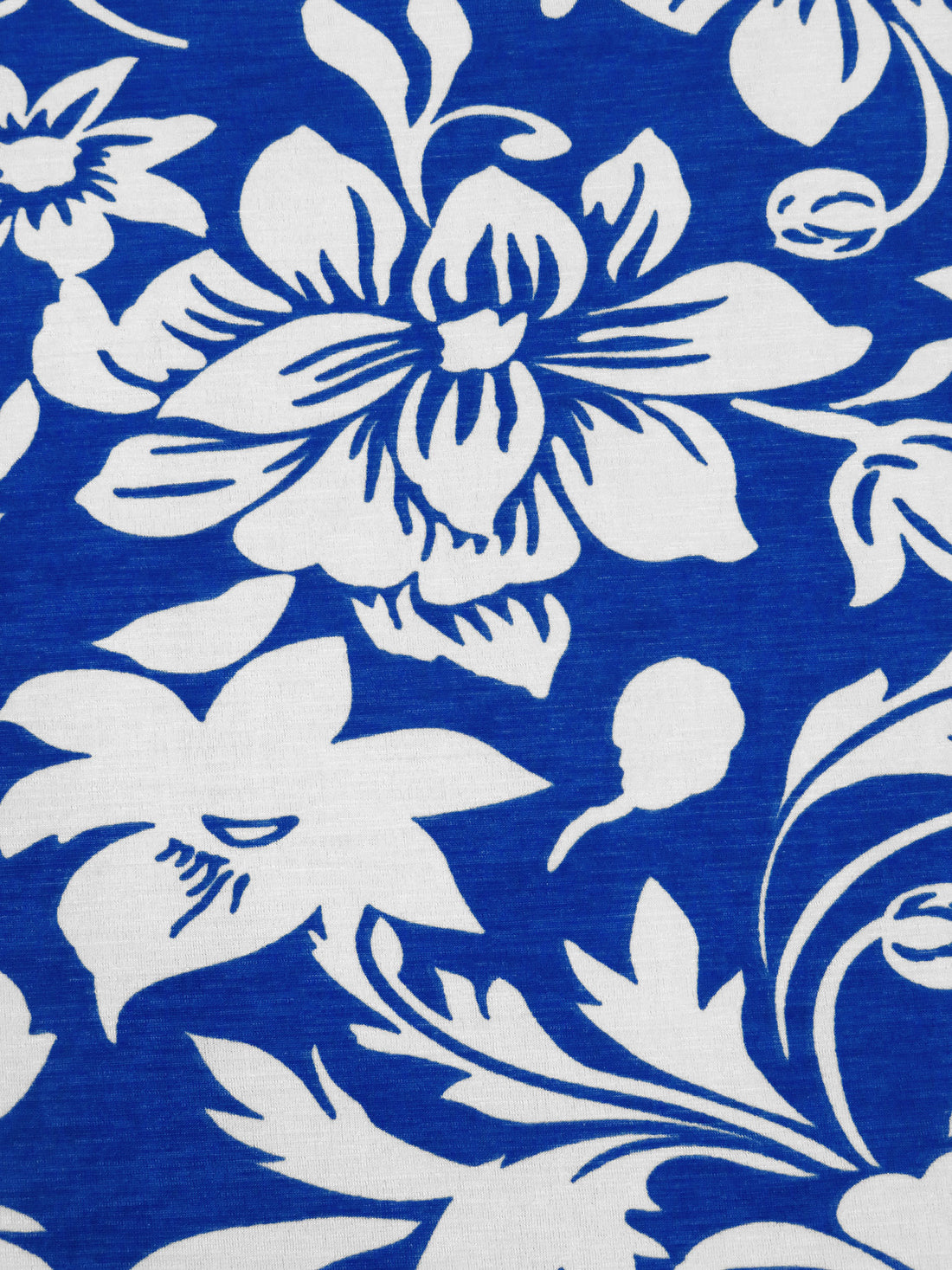 Dark Powder Blue/White Polyester/Lycra Floral Print ITY Knit 50W