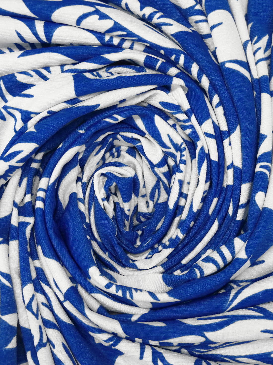 Dark Powder Blue/White Polyester/Lycra Floral Print ITY Knit 50W