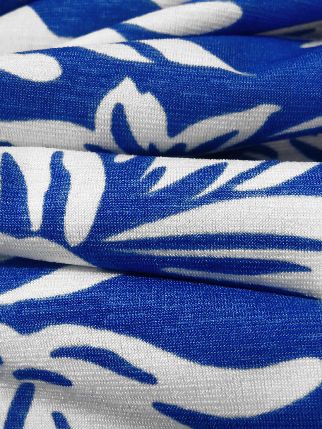 Dark Powder Blue/White Polyester/Lycra Floral Print ITY Knit 50W