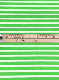 Lime Green/White Cotton/Lycra Horizontal Stripe Print Jersey Knit 58W