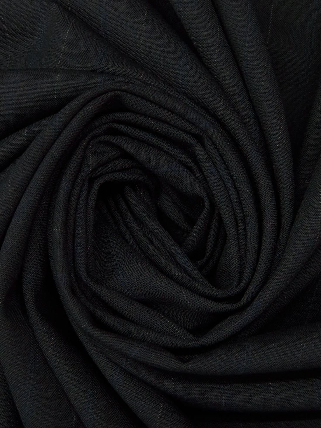 Cool Black/Midnight Navy/Grullo 100% Worsted Wool Vertical Pinstripe Weave Tropical Weight Suiting 61W