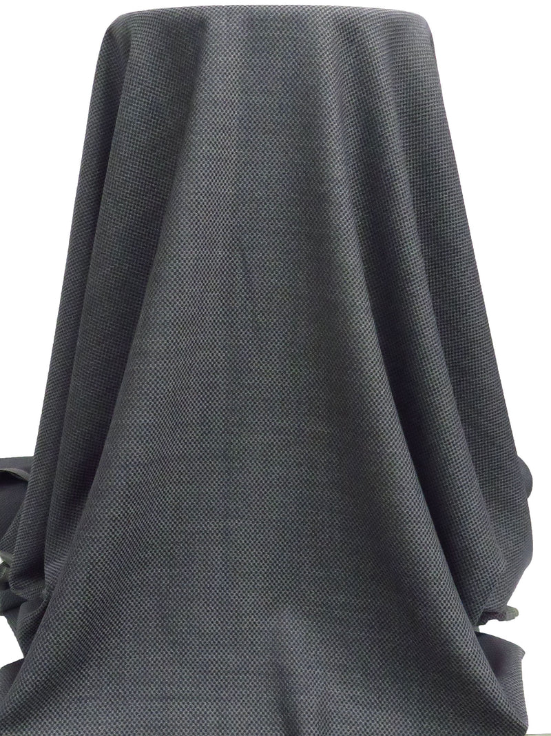 Muted Dark Navy/Slate Blue/Off-White 100% Worsted Wool Novelty Weave Suiting 58W