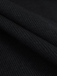 Black Cotton/Polyester Tubular Fine Rib Knit 32W