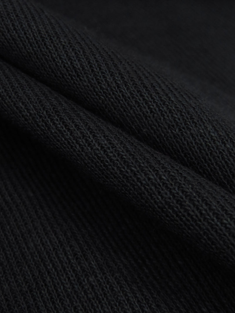 Black Cotton/Polyester Tubular Fine Rib Knit 32W