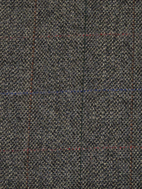 Dark Charcoal Gray/Rust/Dark Royal Blue/Multi 100% Wool Plaid Weave Tweed Suiting 60W