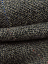 Dark Charcoal Gray/Rust/Dark Royal Blue/Multi 100% Wool Plaid Weave Tweed Suiting 60W