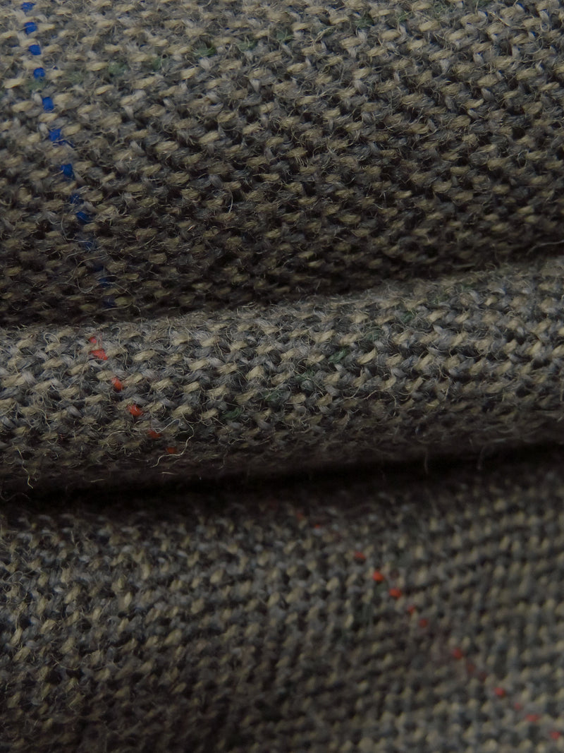 Dark Charcoal Gray/Rust/Dark Royal Blue/Multi 100% Wool Plaid Weave Tweed Suiting 60W