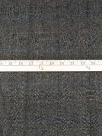 Dark Charcoal Gray/Rust/Dark Royal Blue/Multi 100% Wool Plaid Weave Tweed Suiting 60W