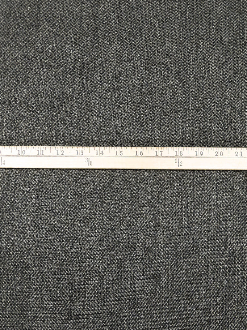Dark Charcoal Gray/Beige 100% Worsted Wool Herringbone Weave Crepe Suiting 58W