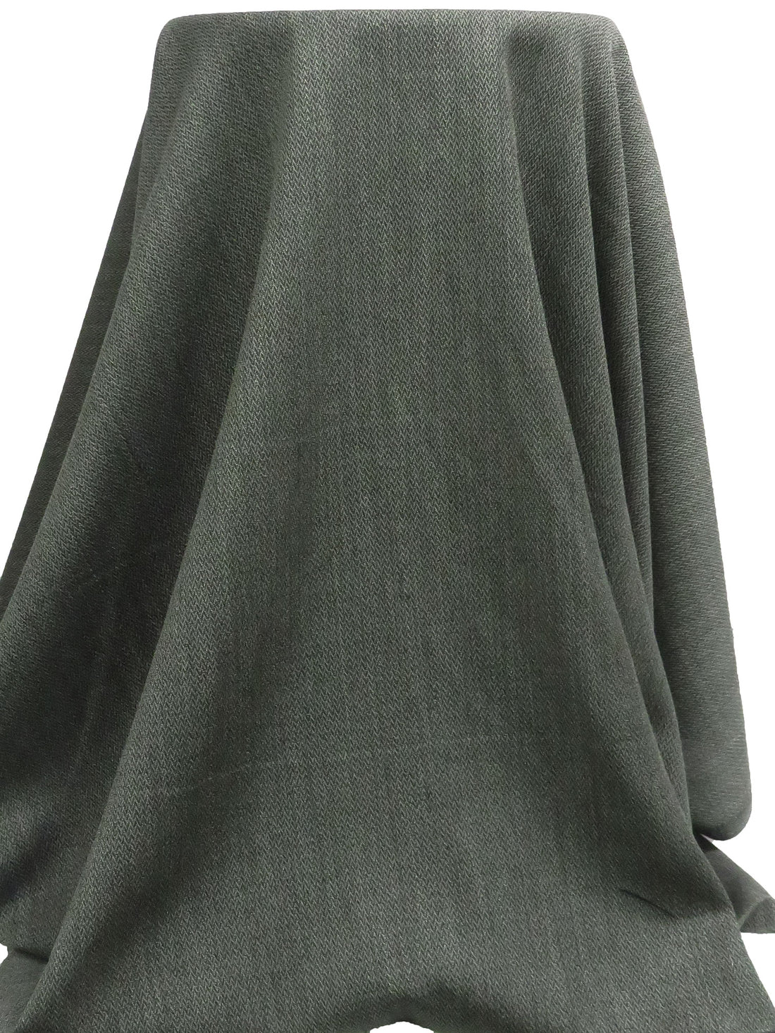 Dark Charcoal Gray/Beige 100% Worsted Wool Herringbone Weave Crepe Suiting 58W