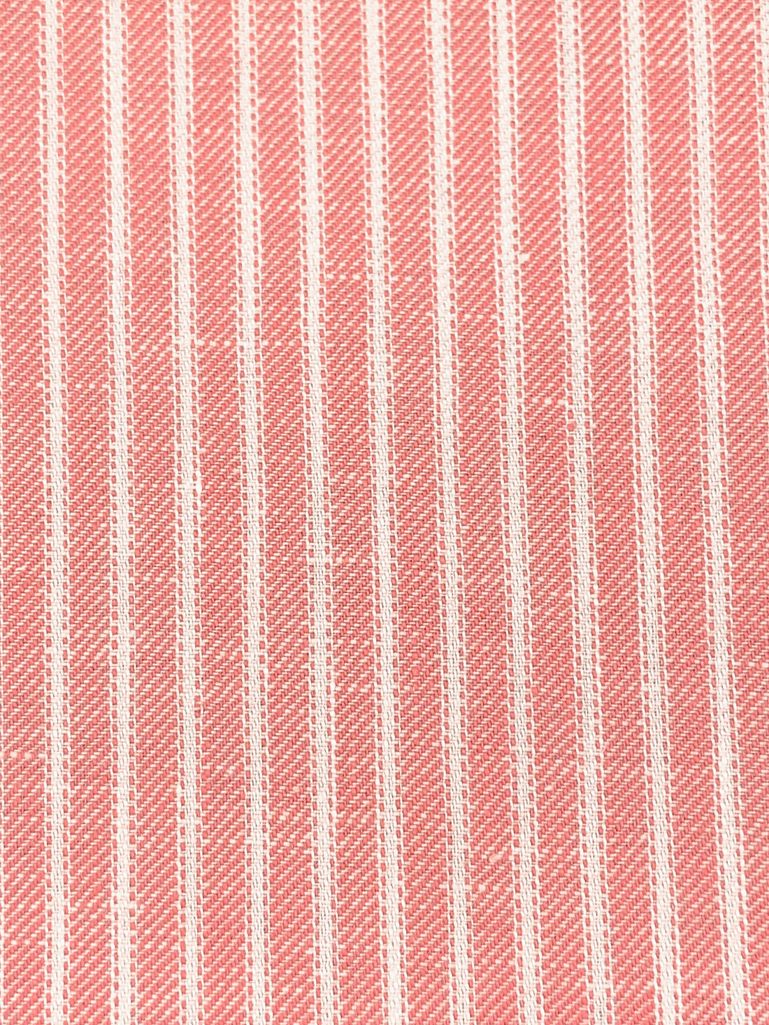 Salmon Rose/White 100% Linen Vertical Yarn-Dyed Stripe Midweight Woven 55W
