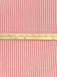 Salmon Rose/White 100% Linen Vertical Yarn-Dyed Stripe Midweight Woven 55W