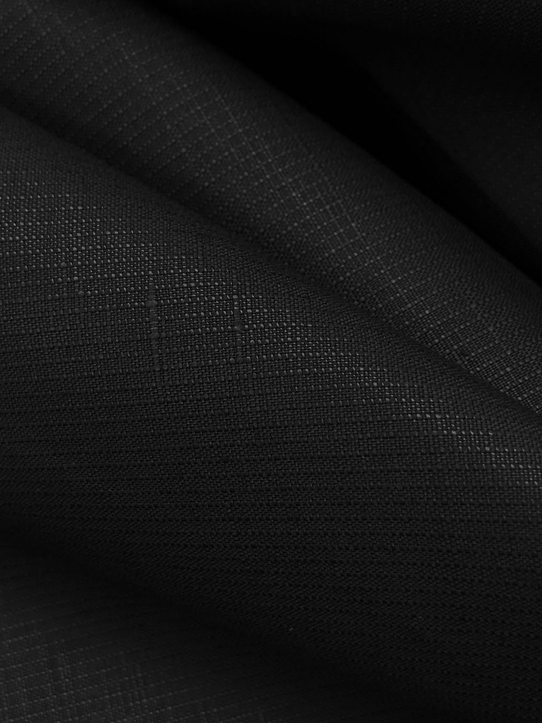 Jet Black 100% Linen Stripe Weave Midweight Woven 52W