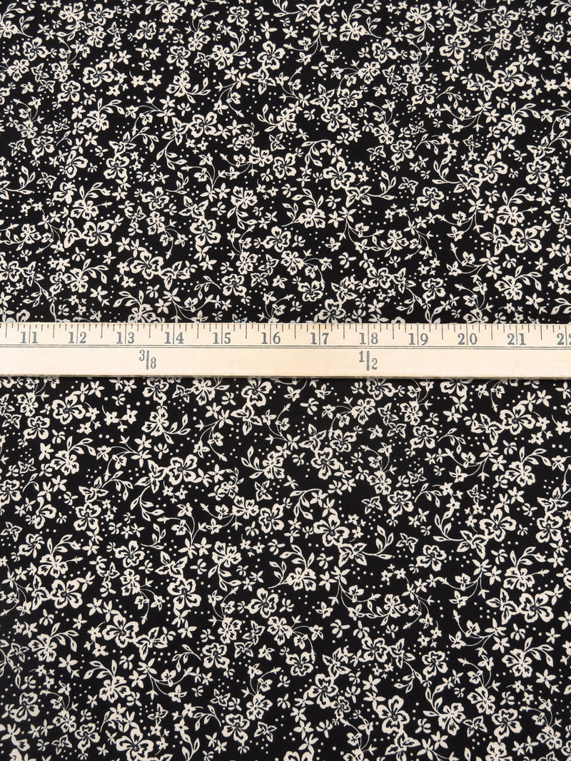 Black/Almond Polyester/Lycra Abstract Floral Print ITY Knit - NY Designer - 58W