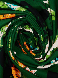 Rich Forest Green/Soft Pink/Black/Multi Polyester/Lycra Large Floral Stems Print DTY Knit - NY Designer - 58W