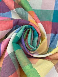 Lemon/Rose Dust/Wisteria/Multi 100% Linen Yarn-Dyed Multi-Check Shirt Weight Woven 57W
