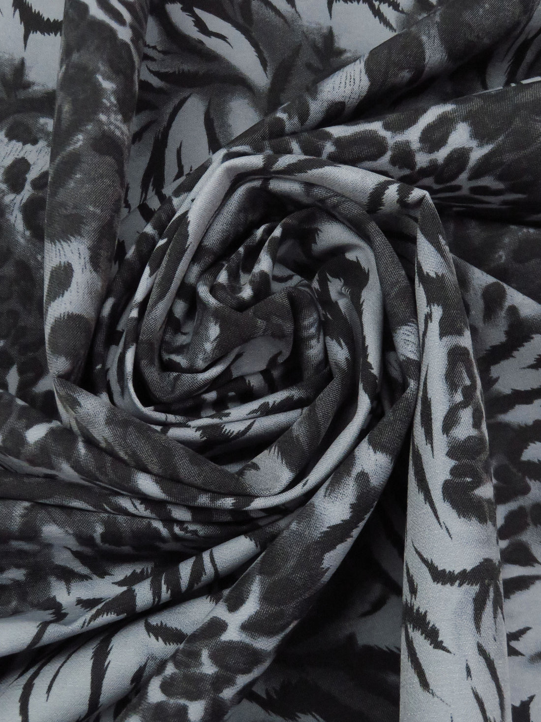 Black/Seal Gray/Dark Iron Gray Rayon/Nylon/Lycra Animal Print Stretch Bengaline Suiting - NY Designer - 60W