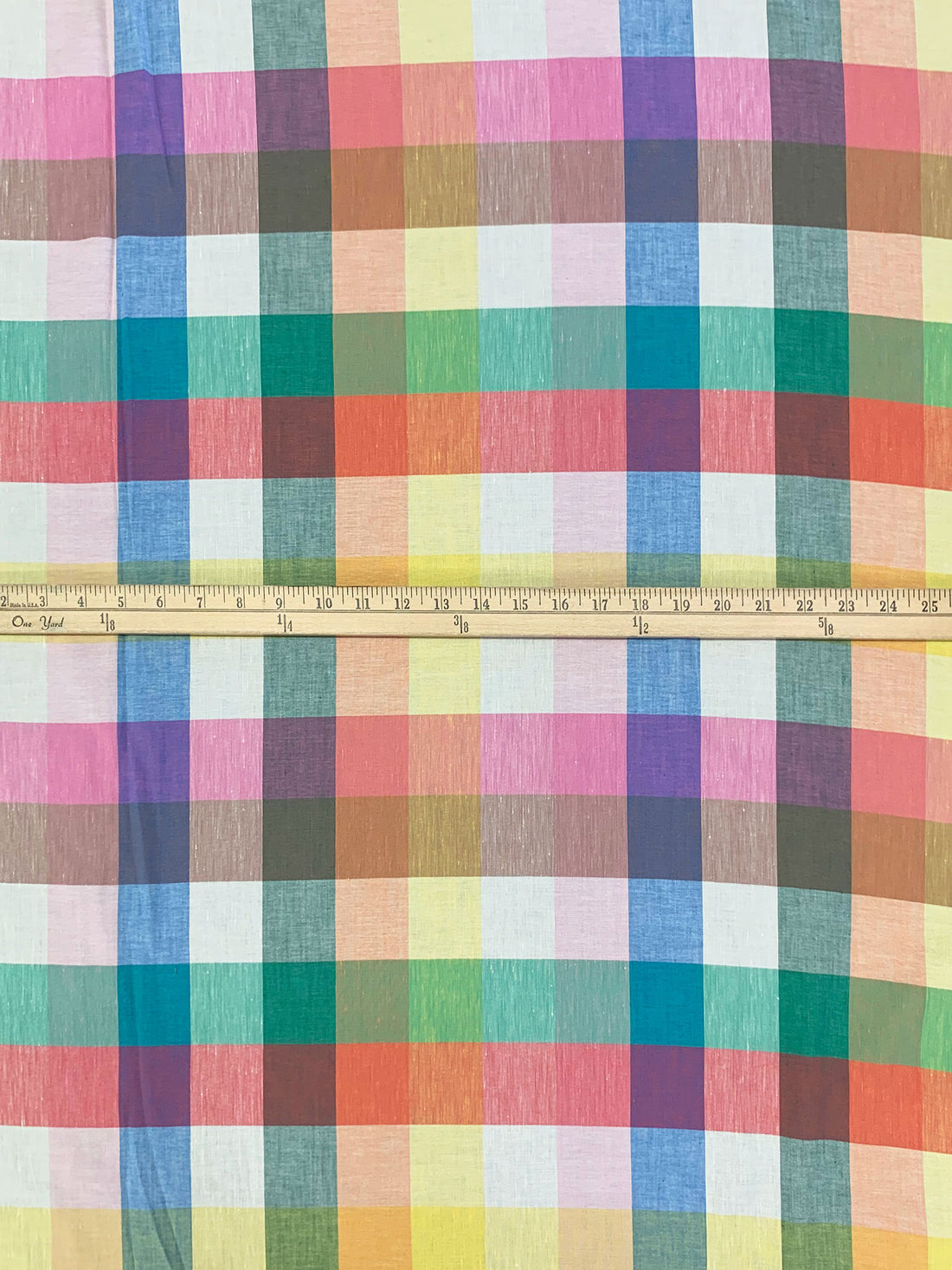 Lemon/Rose Dust/Wisteria/Multi 100% Linen Yarn-Dyed Multi-Check Shirt Weight Woven 57W