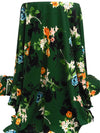 Rich Forest Green/Soft Pink/Black/Multi Polyester/Lycra Large Floral Stems Print DTY Knit - NY Designer - 58W