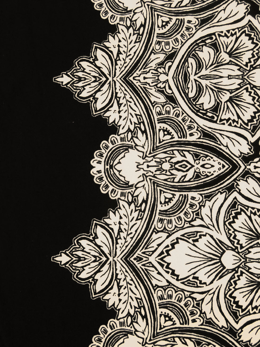 Black/Bone Polyester/Lycra Double Border Ornate Print ITY Knit - NY Designer - 59W