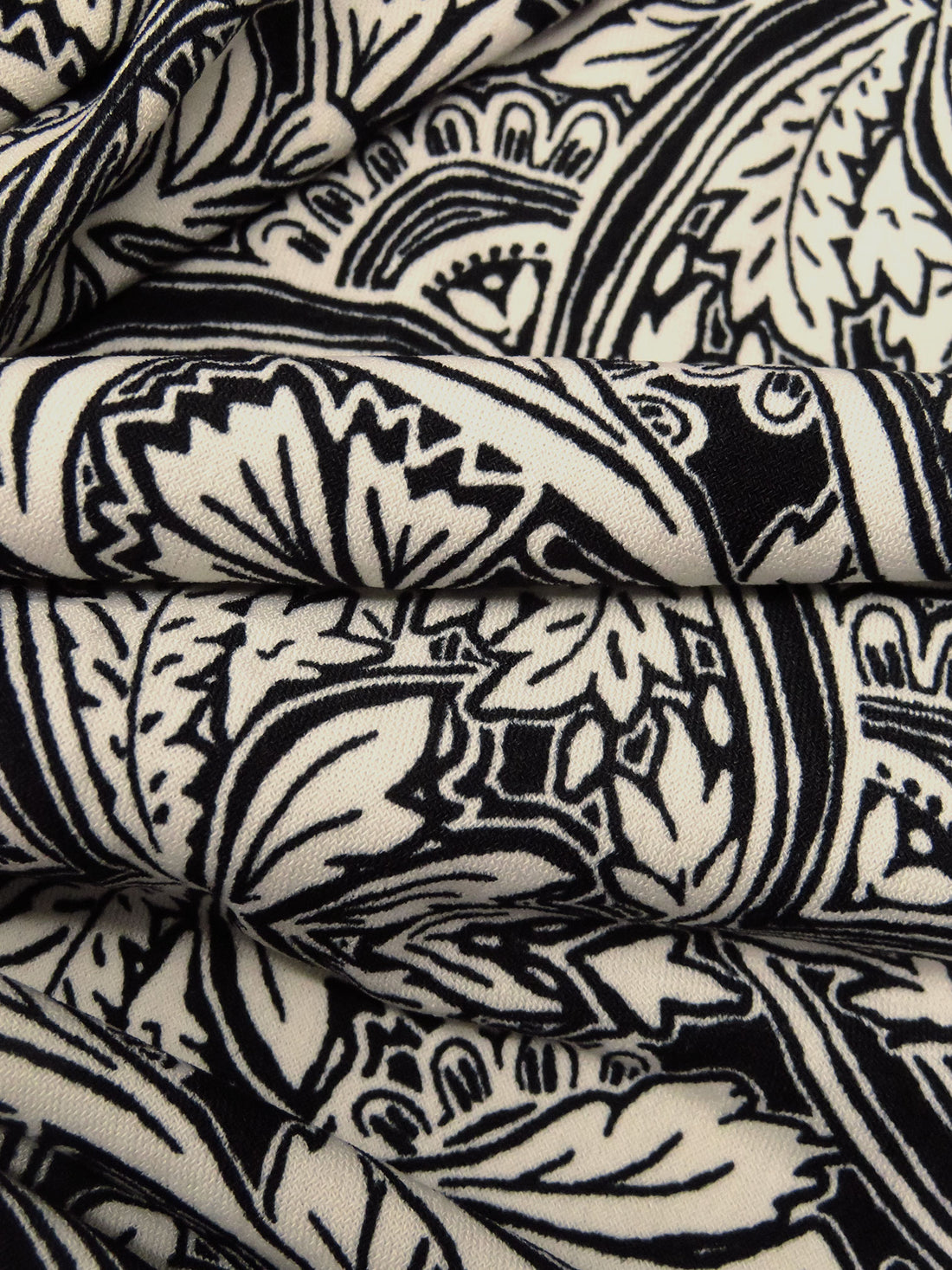 Black/Bone Polyester/Lycra Double Border Ornate Print ITY Knit - NY Designer - 59W