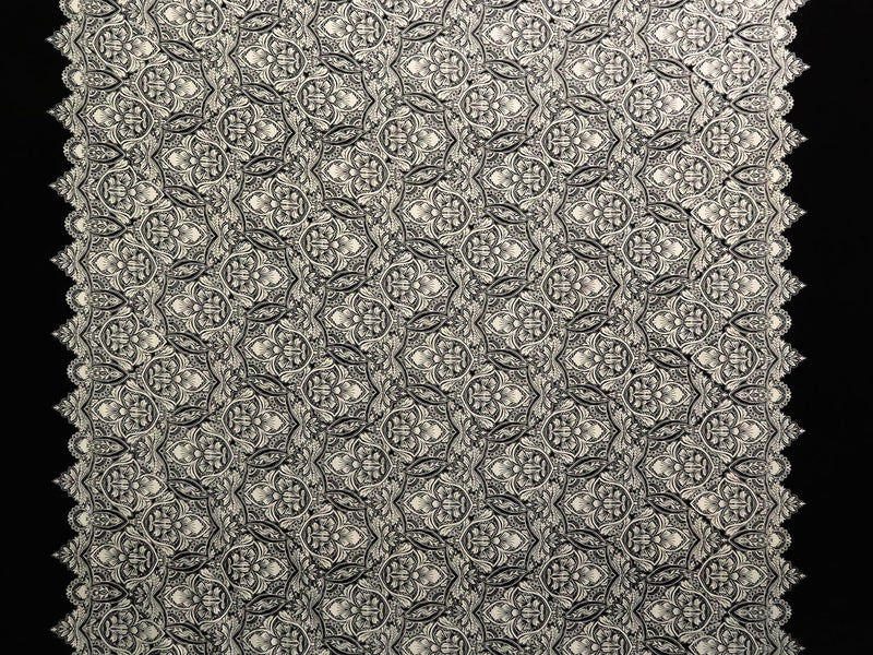 Black/Bone Polyester/Lycra Double Border Ornate Print ITY Knit - NY Designer - 59W