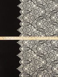 Black/Bone Polyester/Lycra Double Border Ornate Print ITY Knit - NY Designer - 59W