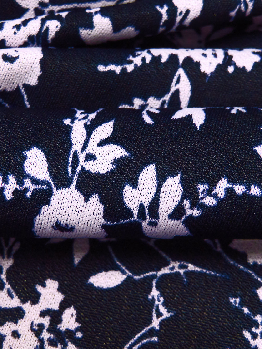 Midnight Navy/Lavender Polyester/Lycra Floral Print Crepe ITY Knit - NY Designer - 59W