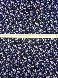 Midnight Navy/Lavender Polyester/Lycra Floral Print Crepe ITY Knit - NY Designer - 59W