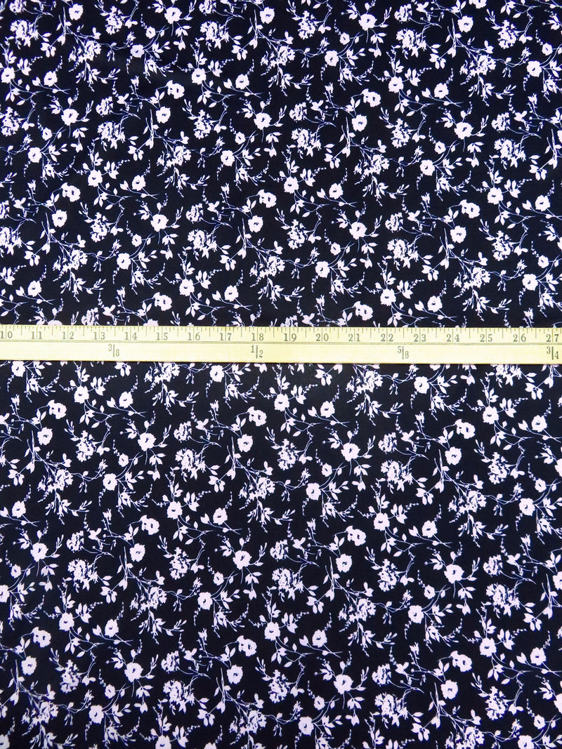 Midnight Navy/Lavender Polyester/Lycra Floral Print Crepe ITY Knit - NY Designer - 59W