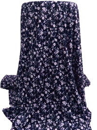 Midnight Navy/Lavender Polyester/Lycra Floral Print Crepe ITY Knit - NY Designer - 59W
