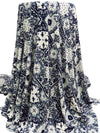 Midnight Blue/Eggshell Polyester/Lycra Paisley Patchwork Print ITY Knit - NY Designer - 60W