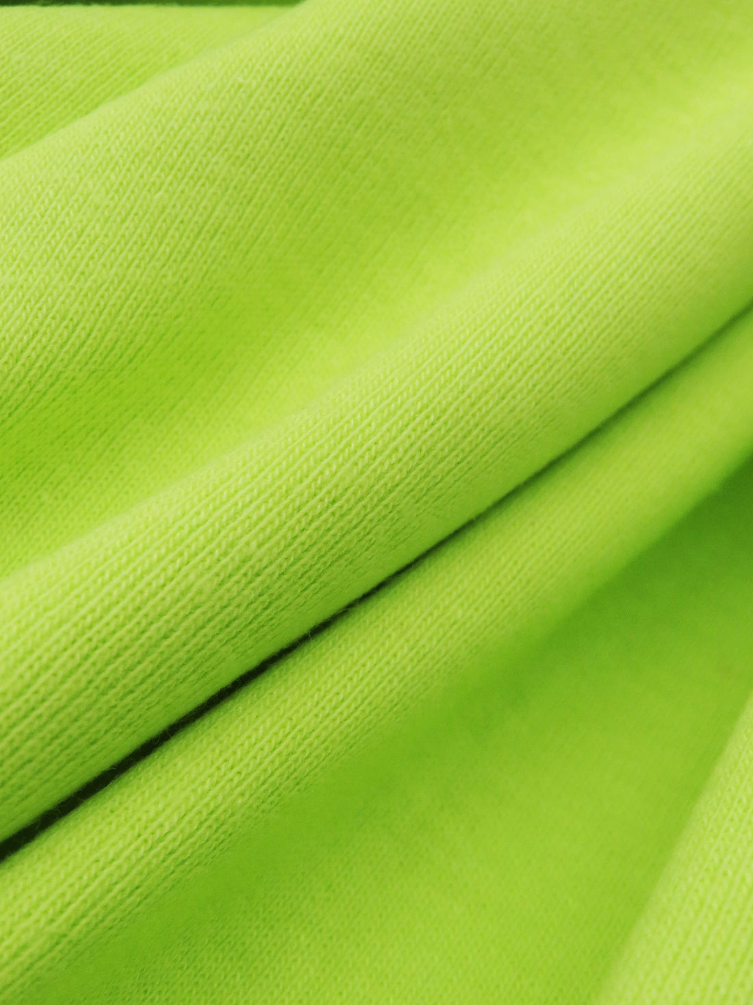 Acid Green Cotton/Polyester Tubular Fine Rib Knit 34W