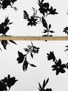 White/Black Polyester/Lycra Floral Silhouette Print Crepe ITY Knit - NY Designer - 60W