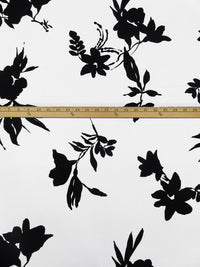 White/Black Polyester/Lycra Floral Silhouette Print Crepe ITY Knit - NY Designer - 60W
