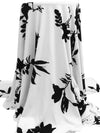 White/Black Polyester/Lycra Floral Silhouette Print Crepe ITY Knit - NY Designer - 60W