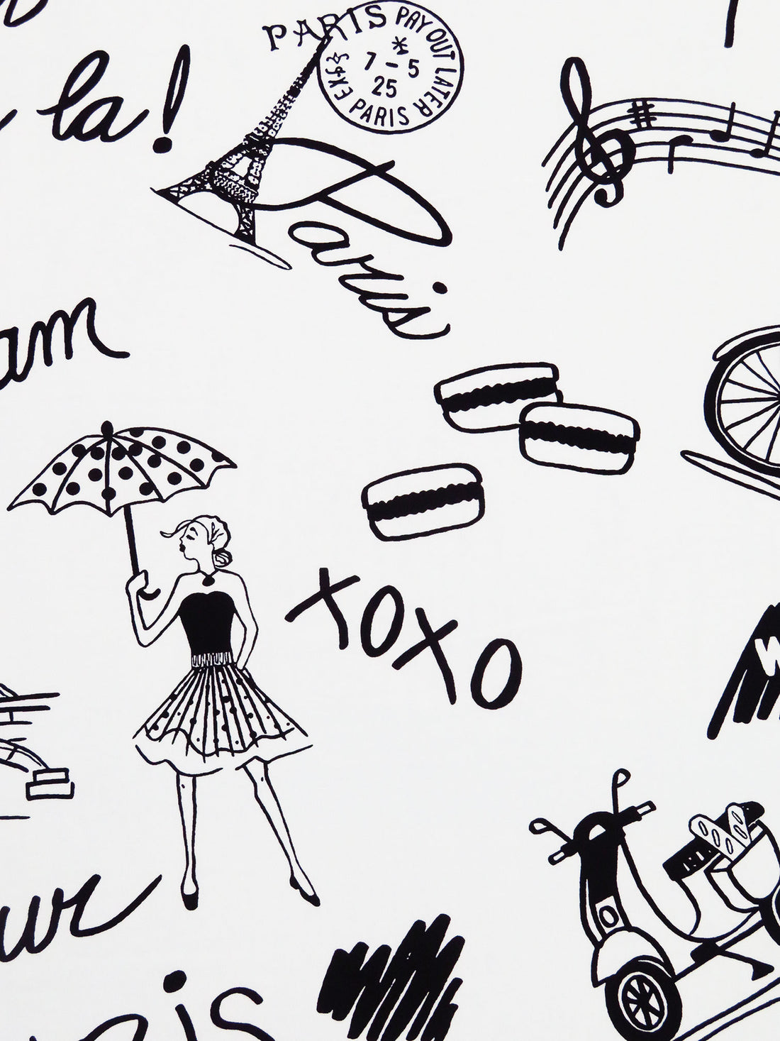 White/Black Polyester/Lycra Paris Print ITY Knit - NY Designer - 59W