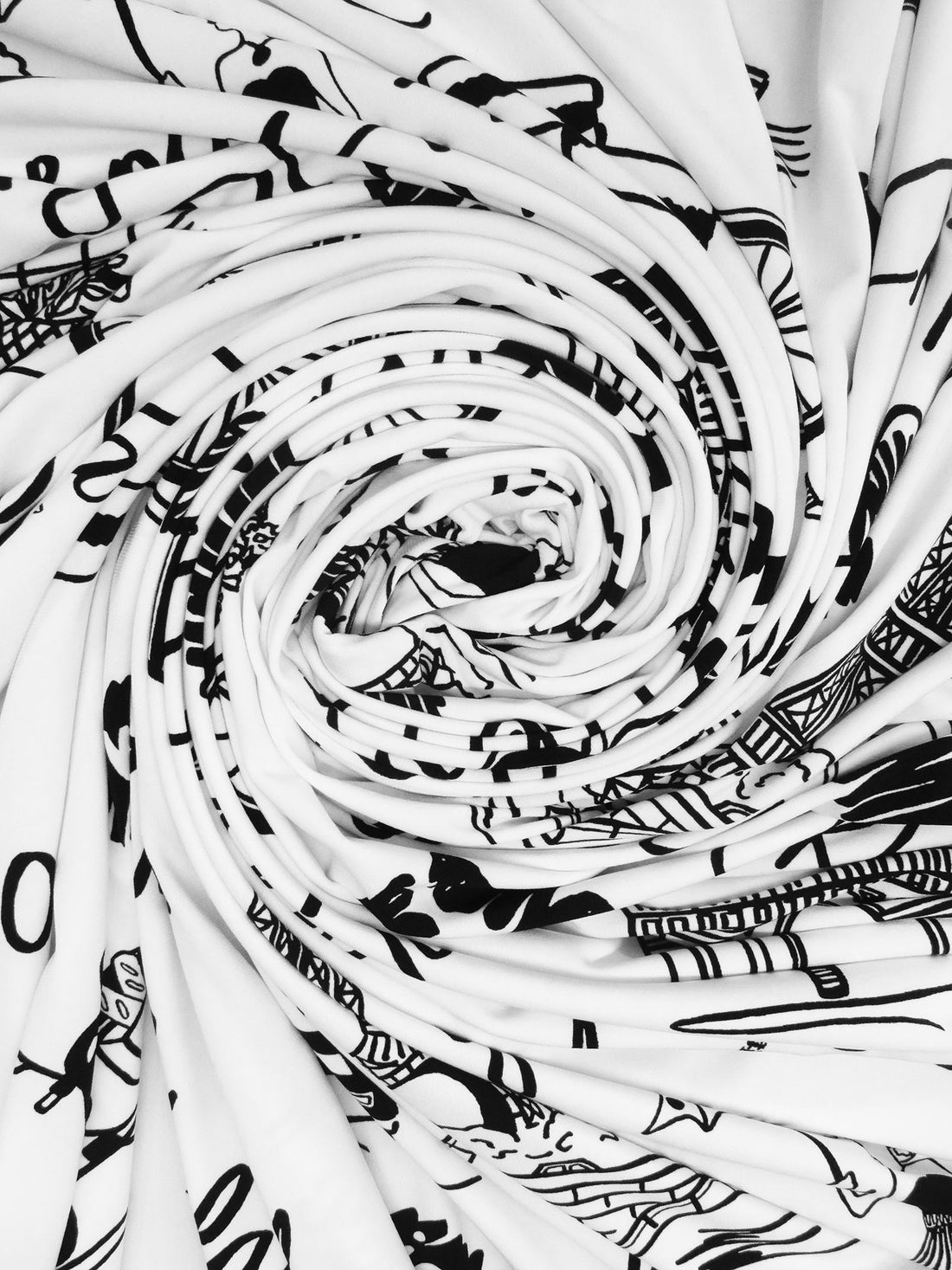 White/Black Polyester/Lycra Paris Print ITY Knit - NY Designer - 59W