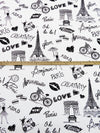 White/Black Polyester/Lycra Paris Print ITY Knit - NY Designer - 59W