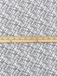 White/Black Rayon/Nylon/Lycra Abstract Crosshatch Print Stretch Bengaline Suiting - NY Designer - 58W