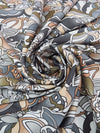 Iron Gray/Muted Olive/Sandy Apricot/Multi Rayon/Nylon/Lycra Large Floral Print Stretch Bengaline Suiting - NY Designer - 56W