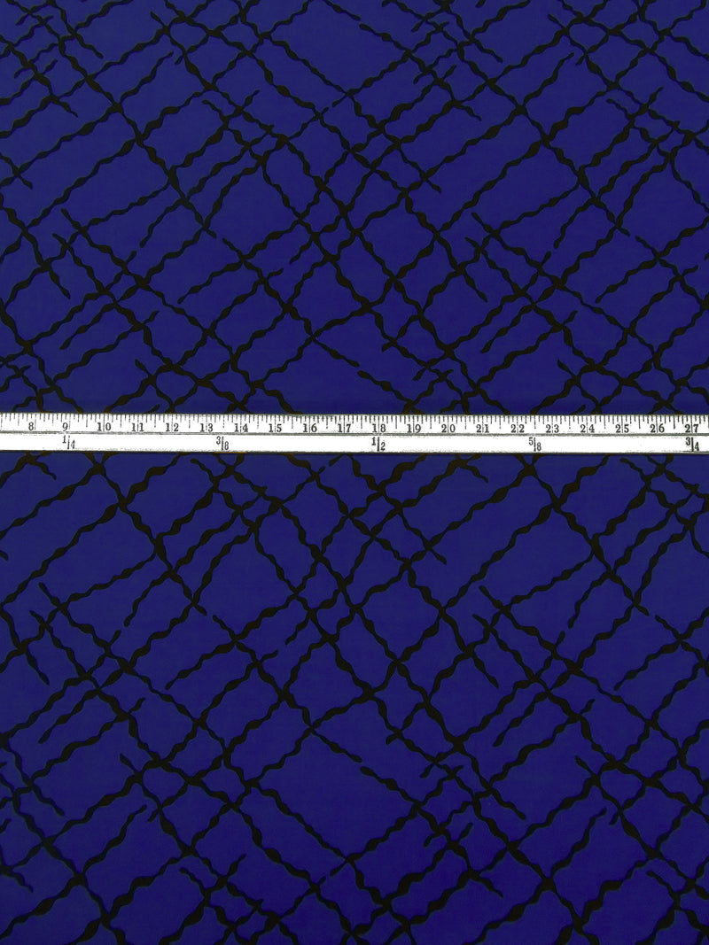 SOLD BY THE PANEL ONLY - Dark Navy/Black Polyester/Lycra Abstract Line Print ITY Knit - NY Designer - 59W