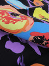 Black/Lilac/Pumpkin Orange/Multi Rayon/Nylon/Lycra Abstract Floral Print Stretch Bengaline Suiting - NY Designer - 58W