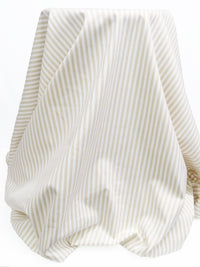 Shortbread Tan/White Cotton/Polyester/Lycra Vertical Stripe Print Stretch Twill Bottom Weight Woven - NY Designer - 58W