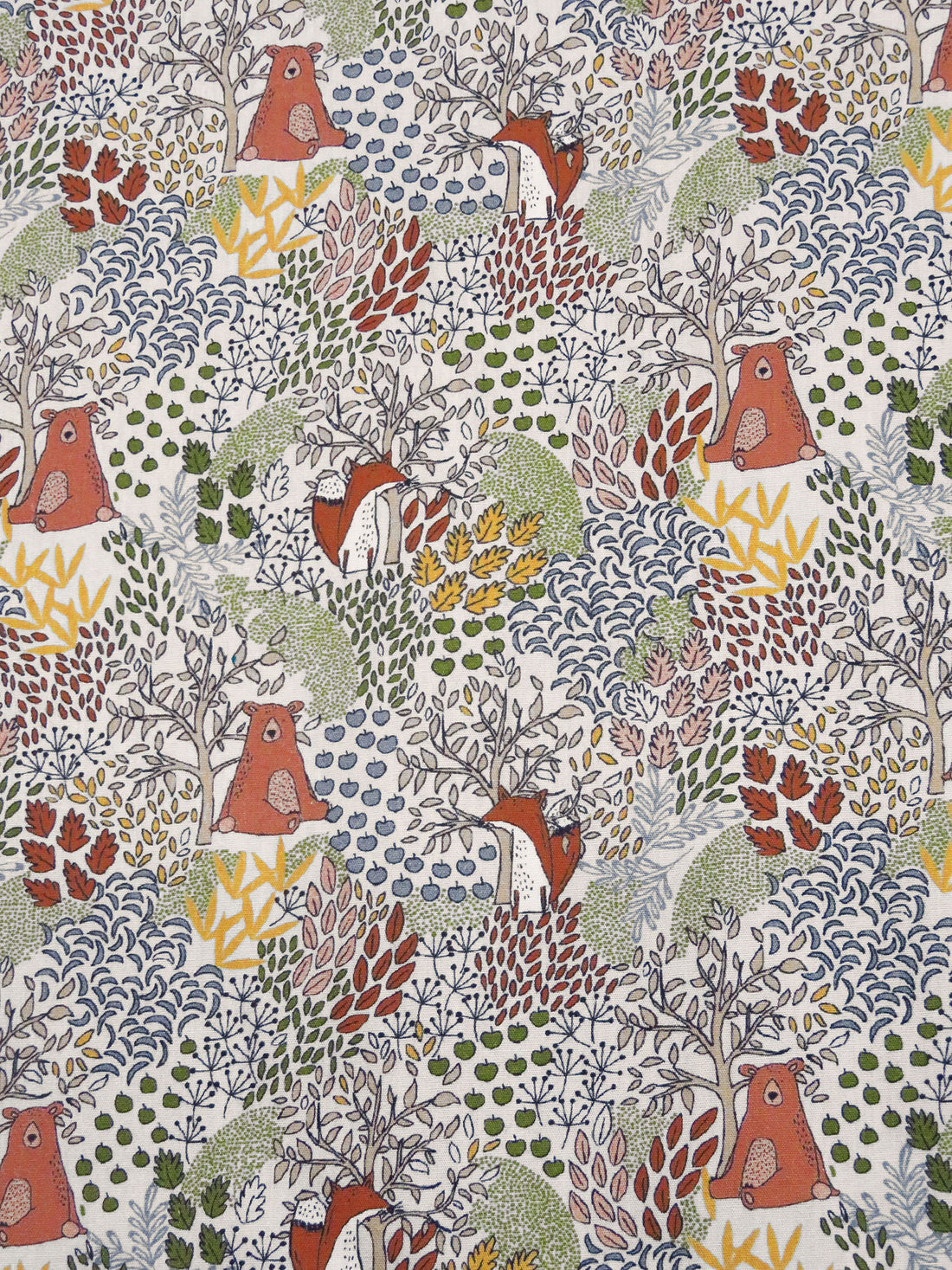 Copper Red/Amber/Olive/Multi 100% Cotton Woodland Critters Print Shirting 57W