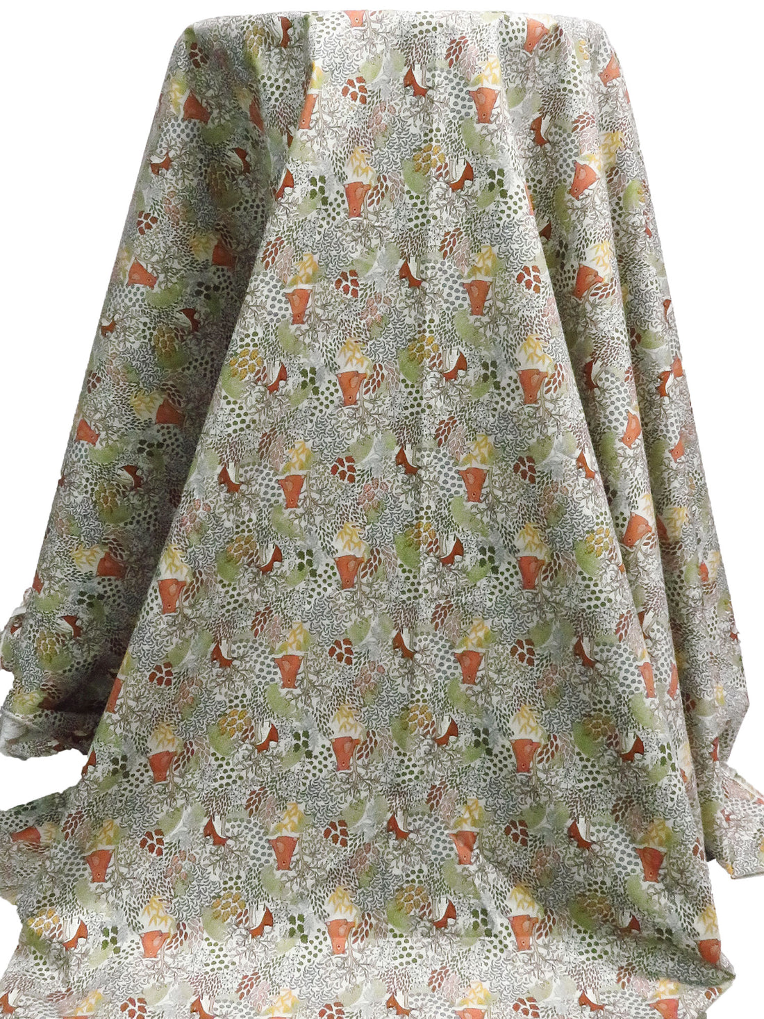 Copper Red/Amber/Olive/Multi 100% Cotton Woodland Critters Print Shirting 57W