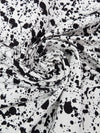 White/Black Rayon/Nylon/Lycra Splatter Print Stretch Bengaline Suiting - NY Designer - 56W